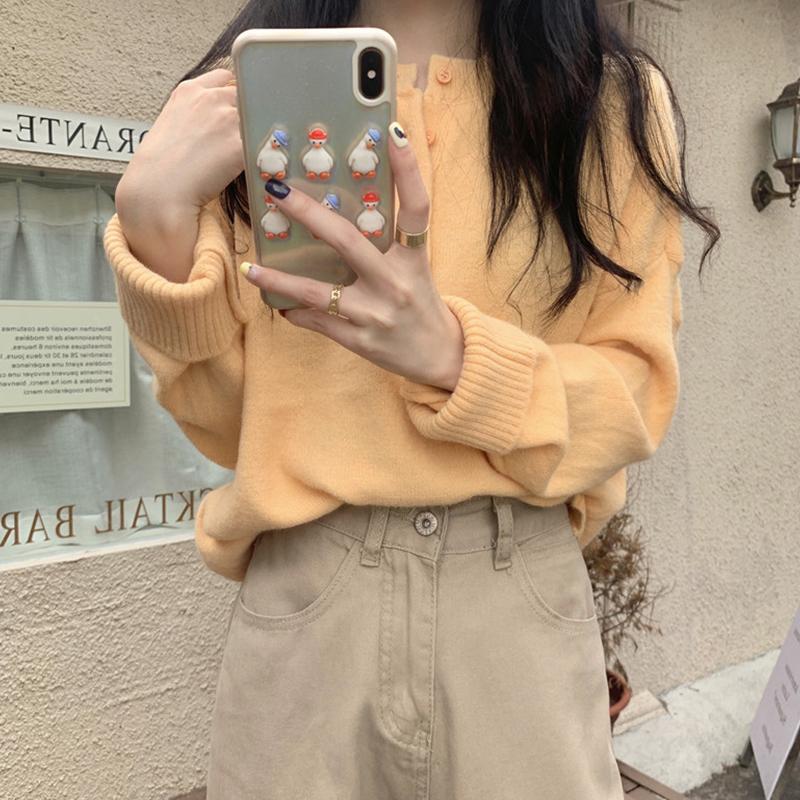 Sweater Women's Loose Solid Color Pullover Long Sleeve Knitted Top