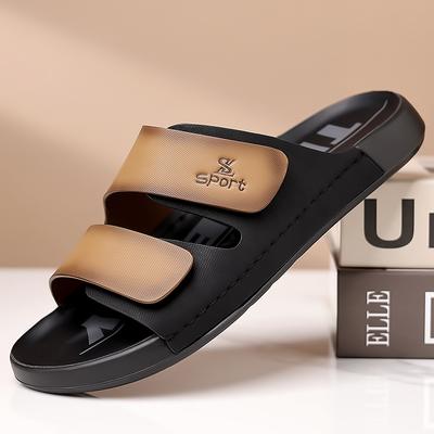 High Quality Lightweight One-word Microfiber Leather Slippers Men's Summer New Soft-soled Beach Shoes Light Luxury Comfortable Handmade Sandals