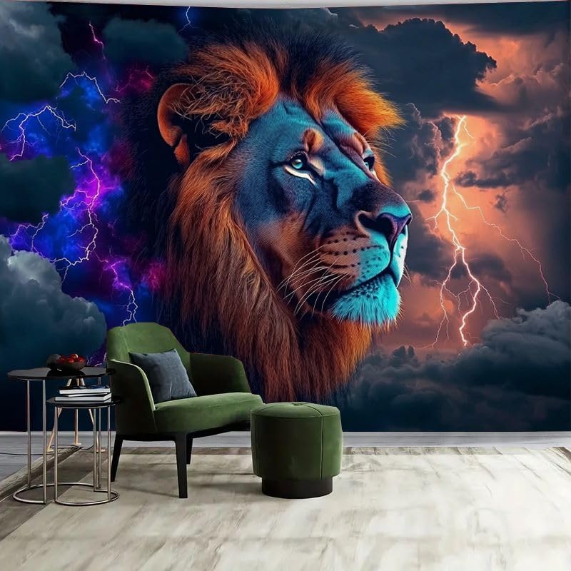 Jmg Household Supplies Unisex Cool Lion King Paninting Wall Tapestry Aesthetic Animal Space Wall Hanging Landscape African Tapestries For Bedroom Living Room