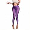 Fashion Women Thin Pants Sheer See Through Oil Shiny Leggings Pencil Pants Elastic Smooth Shaping Slim Ninth Pants Maid Tights