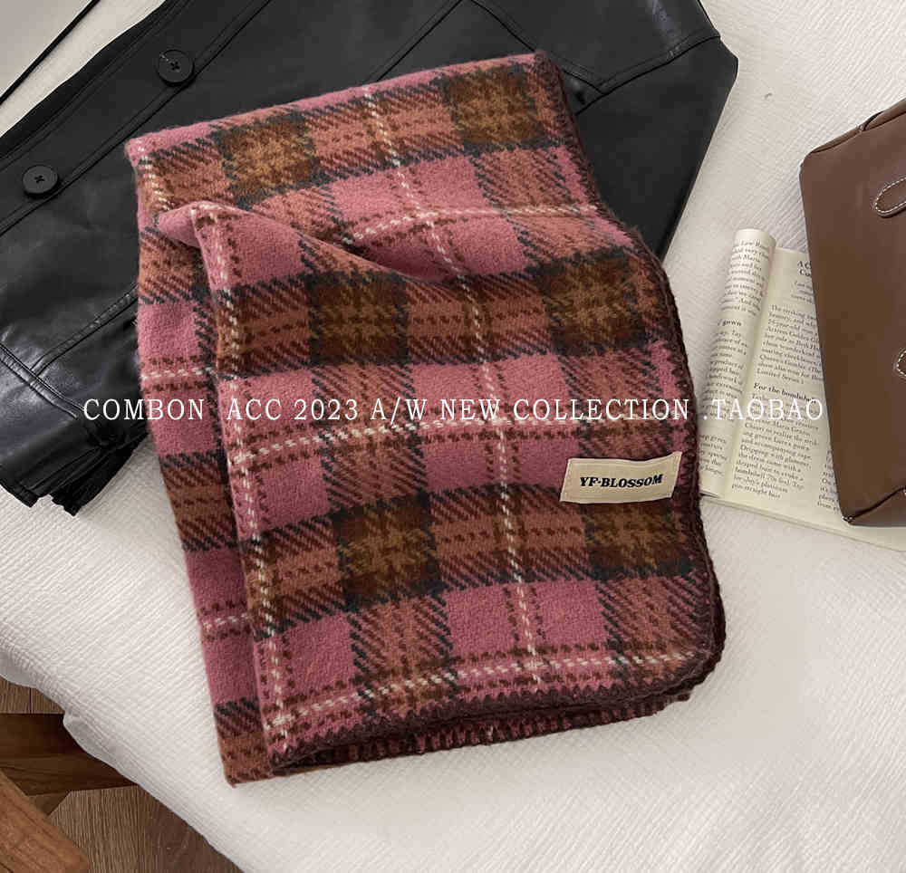 Neujahr Weihnachten Roter Schal Damen Winter England Karomuster Nackenschal Studentengeschenk