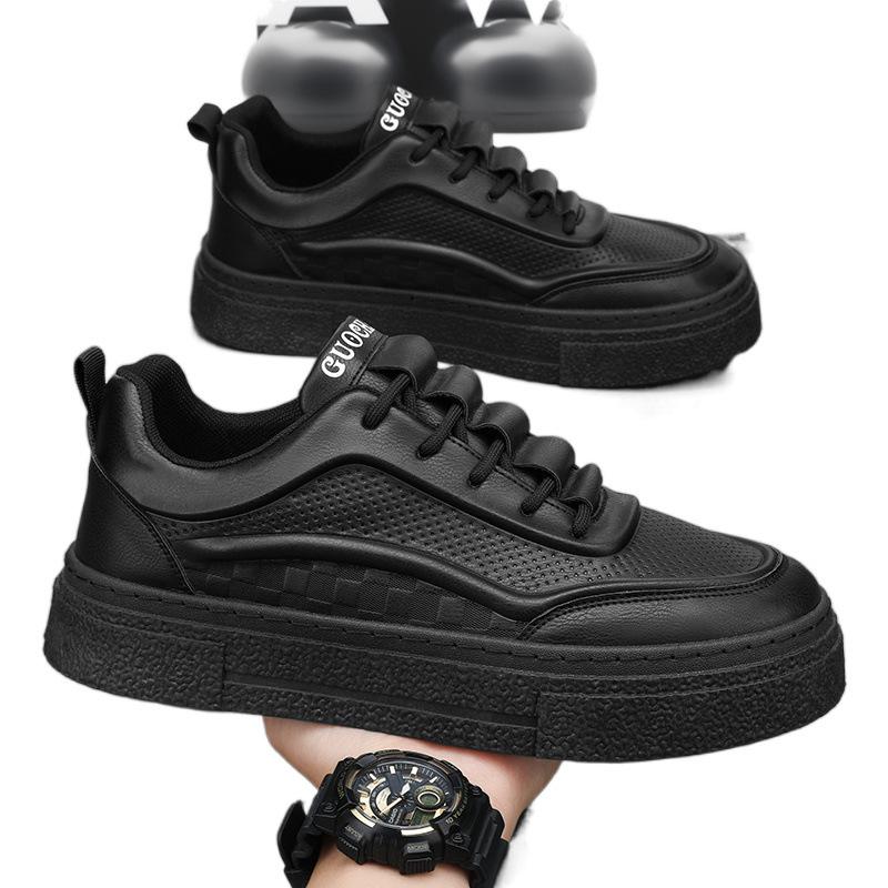 Black autumn kitchen work labor insurance leather shoes platform sports board shoes