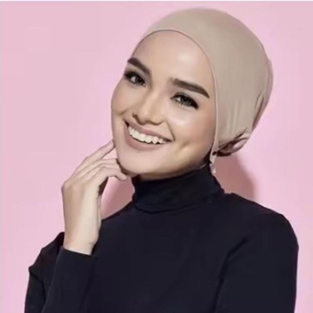 Breathable Muslim Ribbon Base Hat, Solid Color Muslim Bonnet Islamic Turban Muslim Women