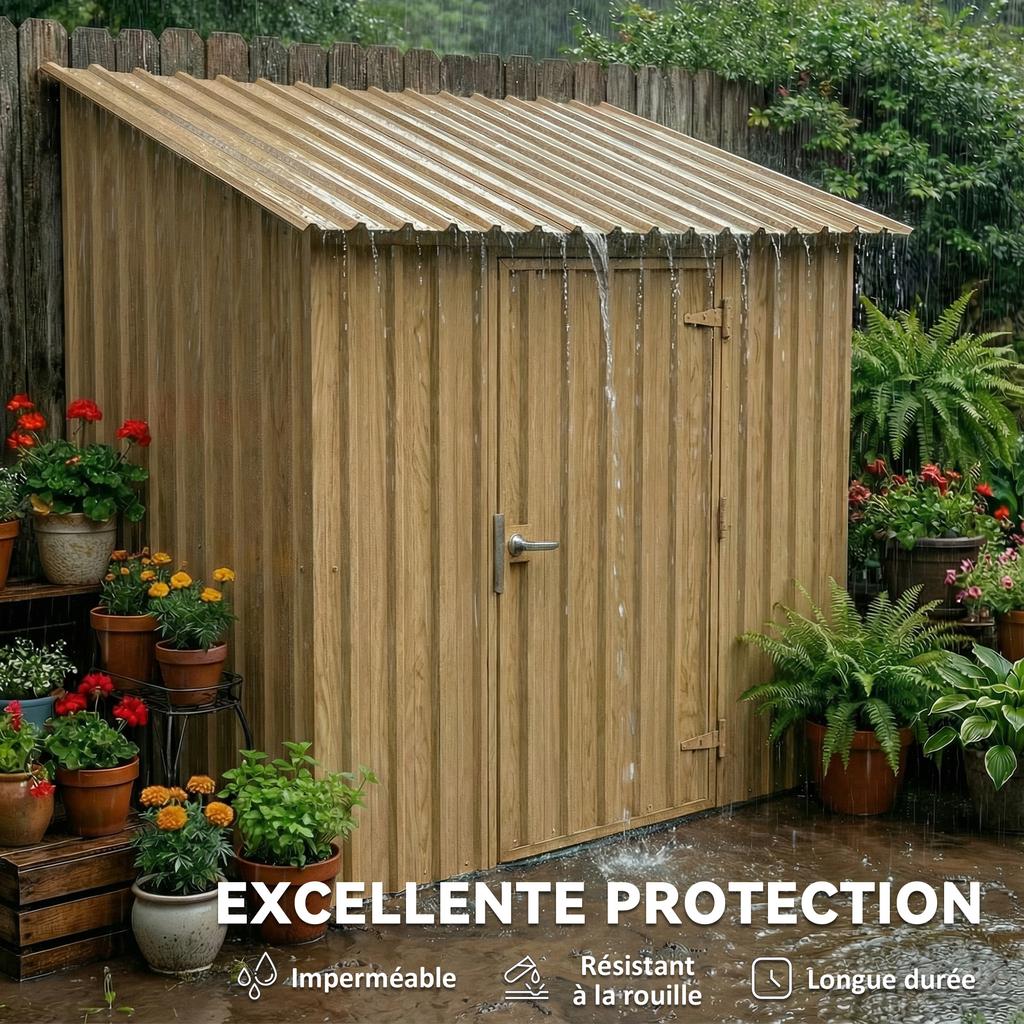 Galvanized Steel Panels, Set of 12, Natural Wood Finish, 129 x 45 cm
