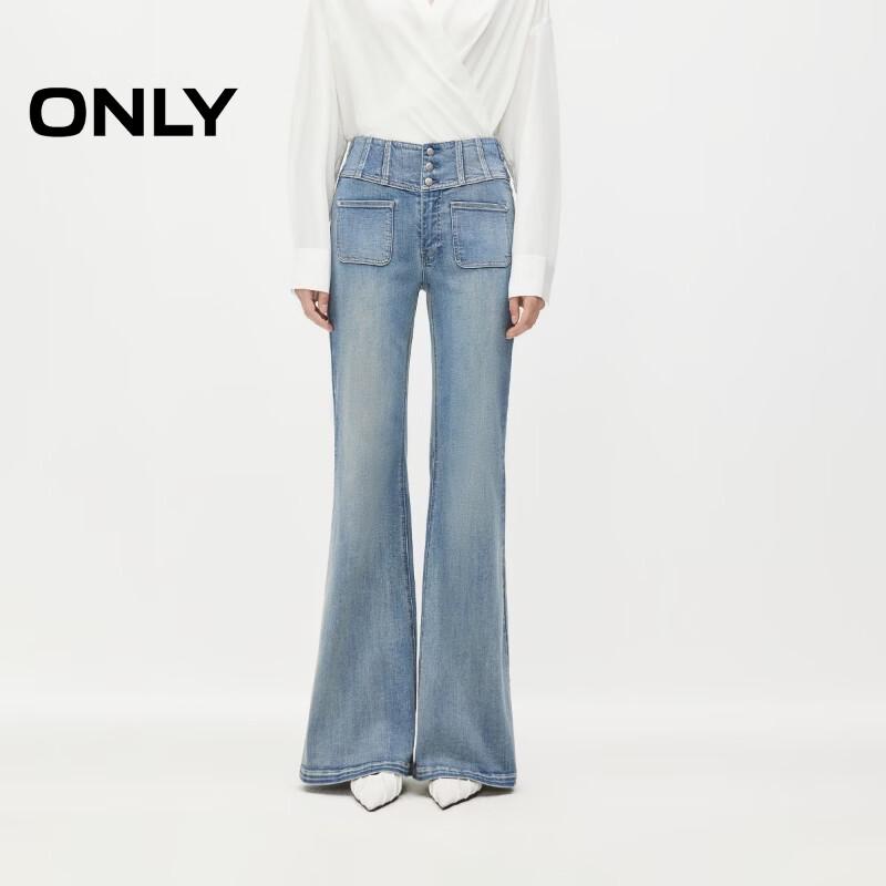 ONLY Women s Retro High-Waist Washed Flared Jeans L Standard Length
