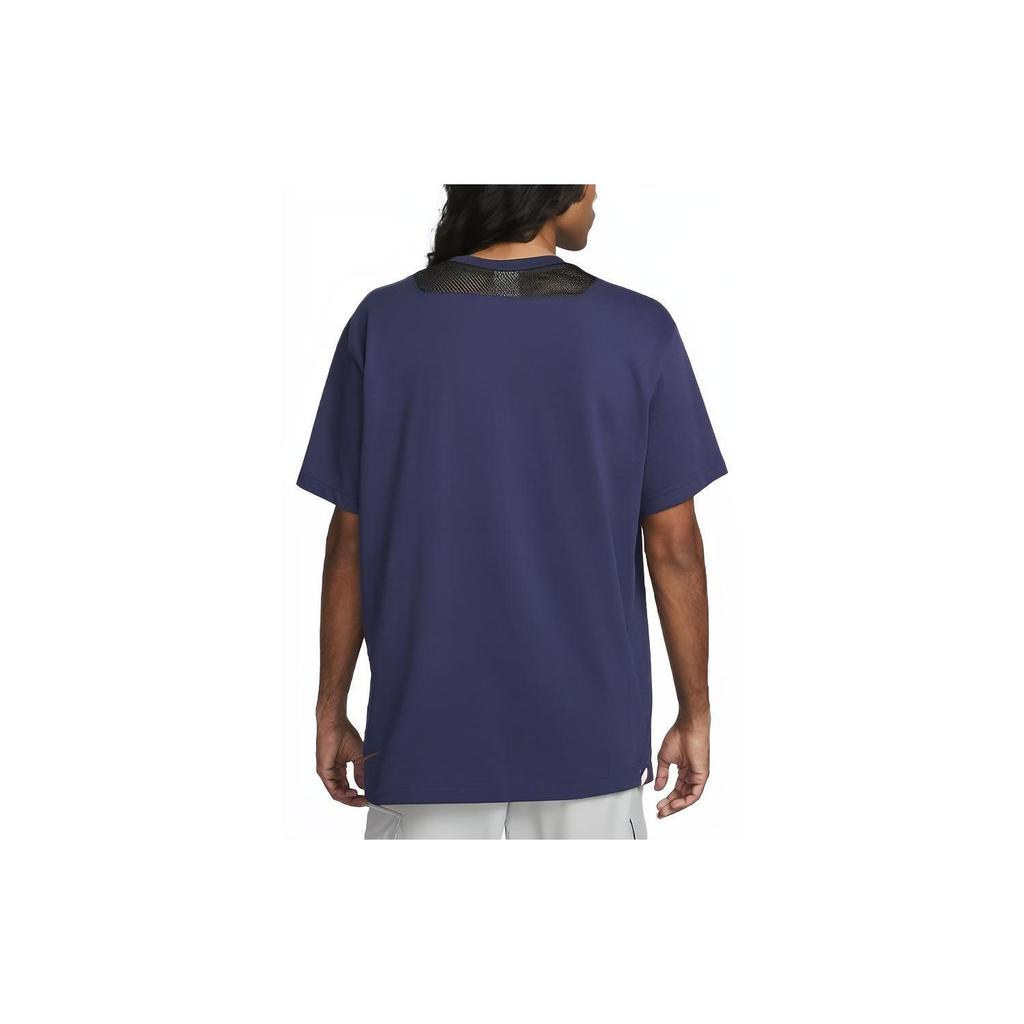 Nike FFF Logo Color Block Pocket Design Round Neck Loose Short Sleeve T-Shirt Men Tops Navy-Blue DN1157-410