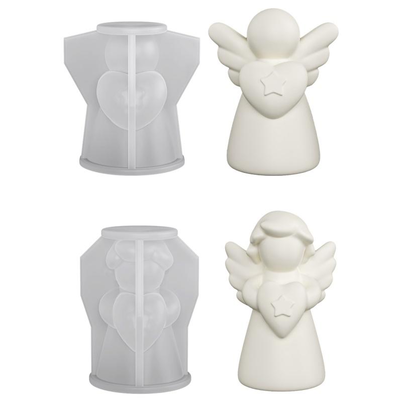 3D Heart Wings Angel Silicone Scented Candle Mold DIY Girl Sculpture Gypsum Decor Handmade Human Resin Mold for Birthday Gifts