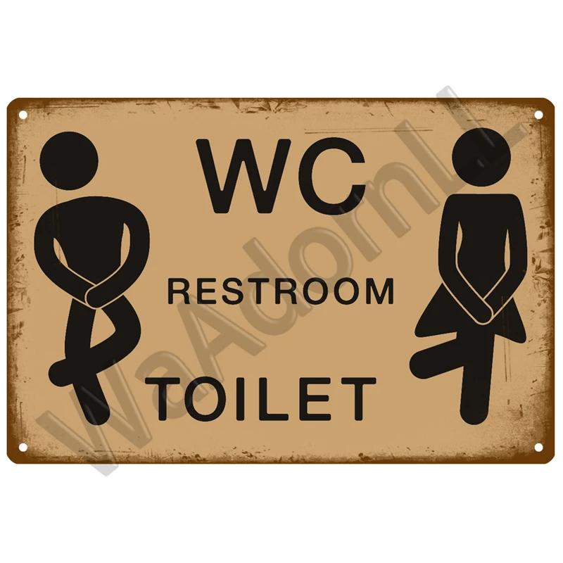 Plakát plechová cedulka WC WC Plakáty Vintage Nástěnné Plakáty Plechová cedule Dekorativní talíř Kuchyně Plakát Kovové Vintage dekorace Příslušenství