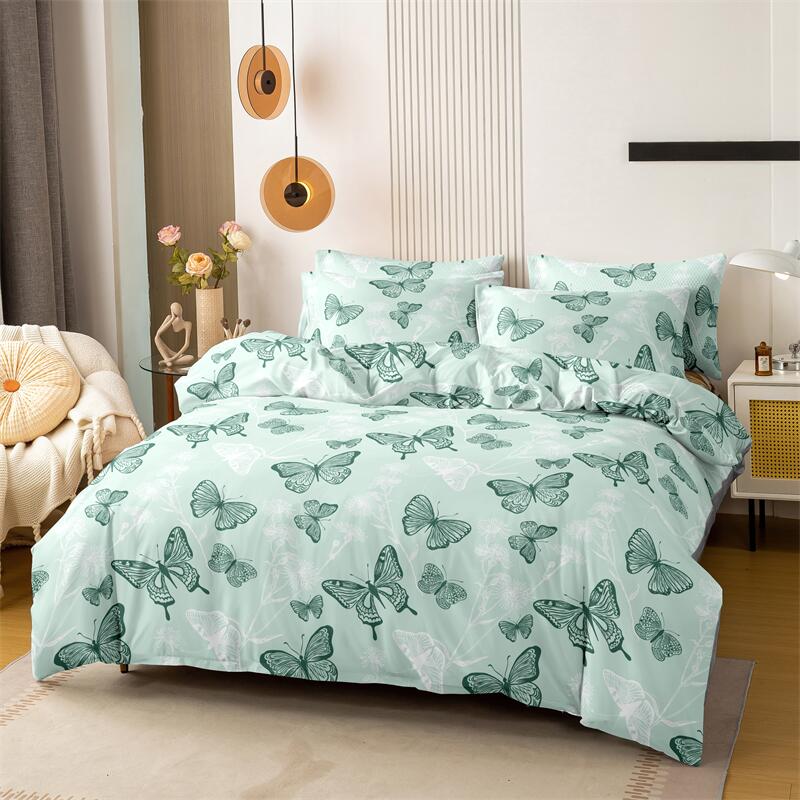Kuup Printed Butterfly Duvet Cover Colored Bedding Set QUEEN Size Quilt Cover High Quality Skin Friendly Fabric Bedding Cover
