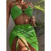Rim Bikini Three-piece Split Bikini Pleated Women's Swimsuit
