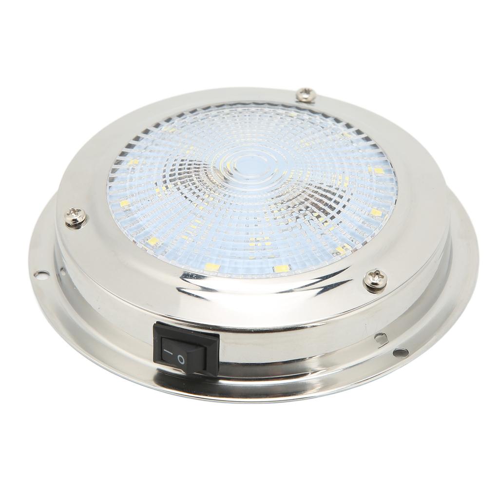 LED RV Dome Light RV Ceiling Dome Light IP65 Waterproof 316 Stainless Steel Housing DC12‑24V Marine Courtesy Lamp