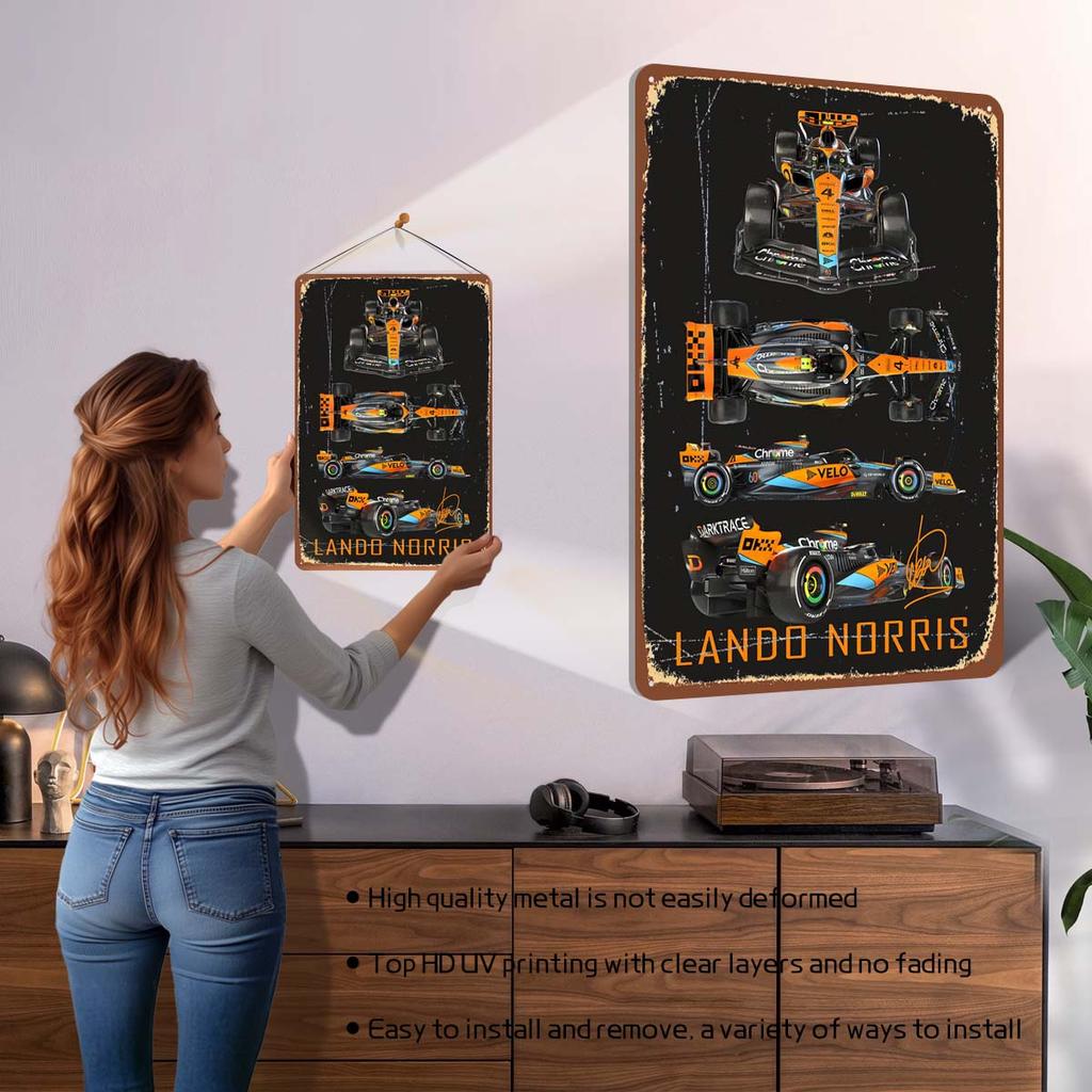 Lando Norris Racer Posters F1 Racing Metal Signs Gaming Room Decoration Custom Tin Plates for Wall Art Decoration Retro Decor
