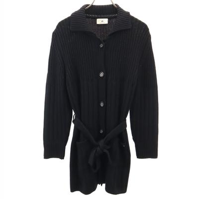 Made In Italy Long Sleeve Knit Cardigan 44 Black Coat Women Used