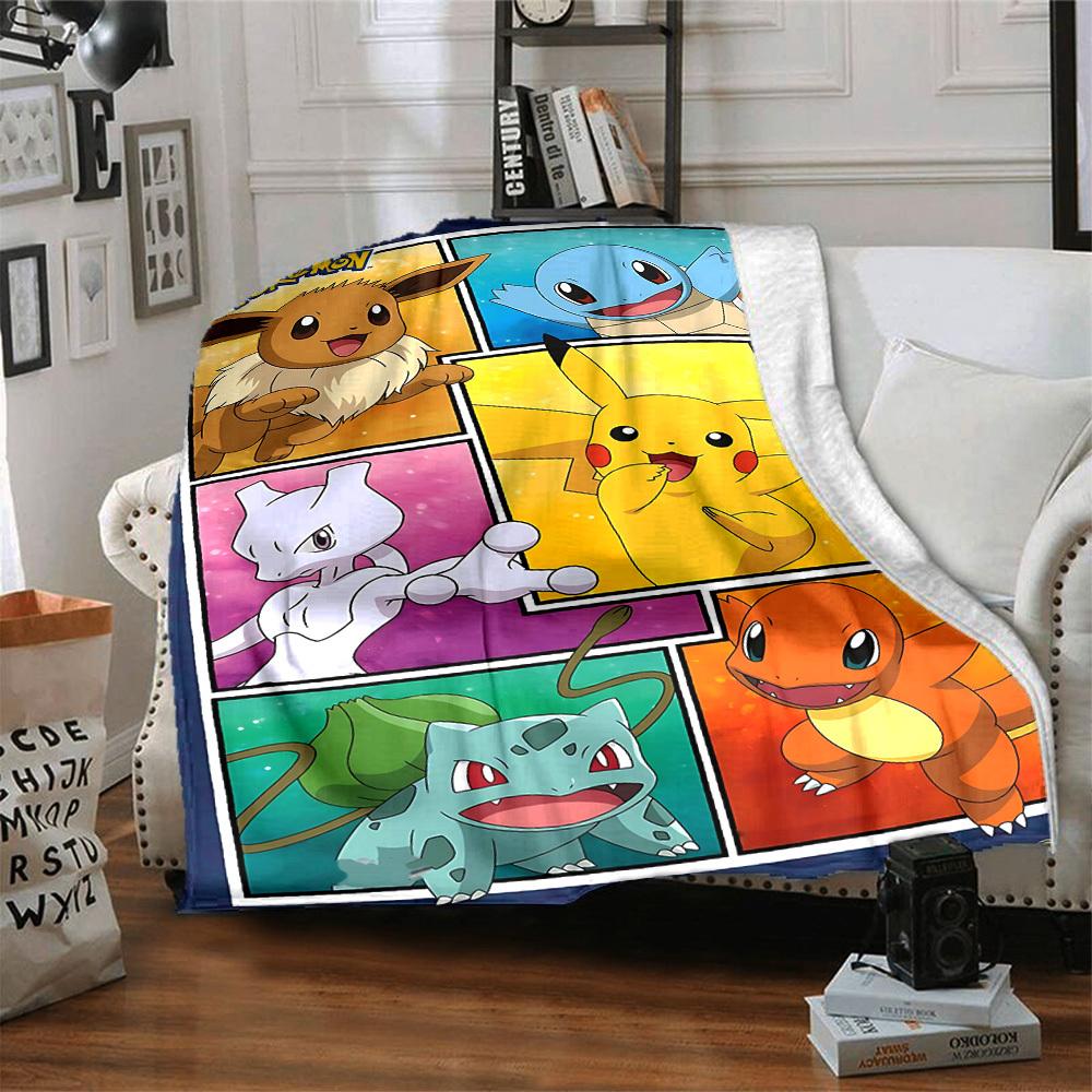 1 vnt. Pokemon, Pikachu pledas Minkštas šiltas visų sezonų užtiesalas sofai, lovai, automobiliui, biurui Ryškių spalvų dizainas, patvarus ir jaukus dovanų