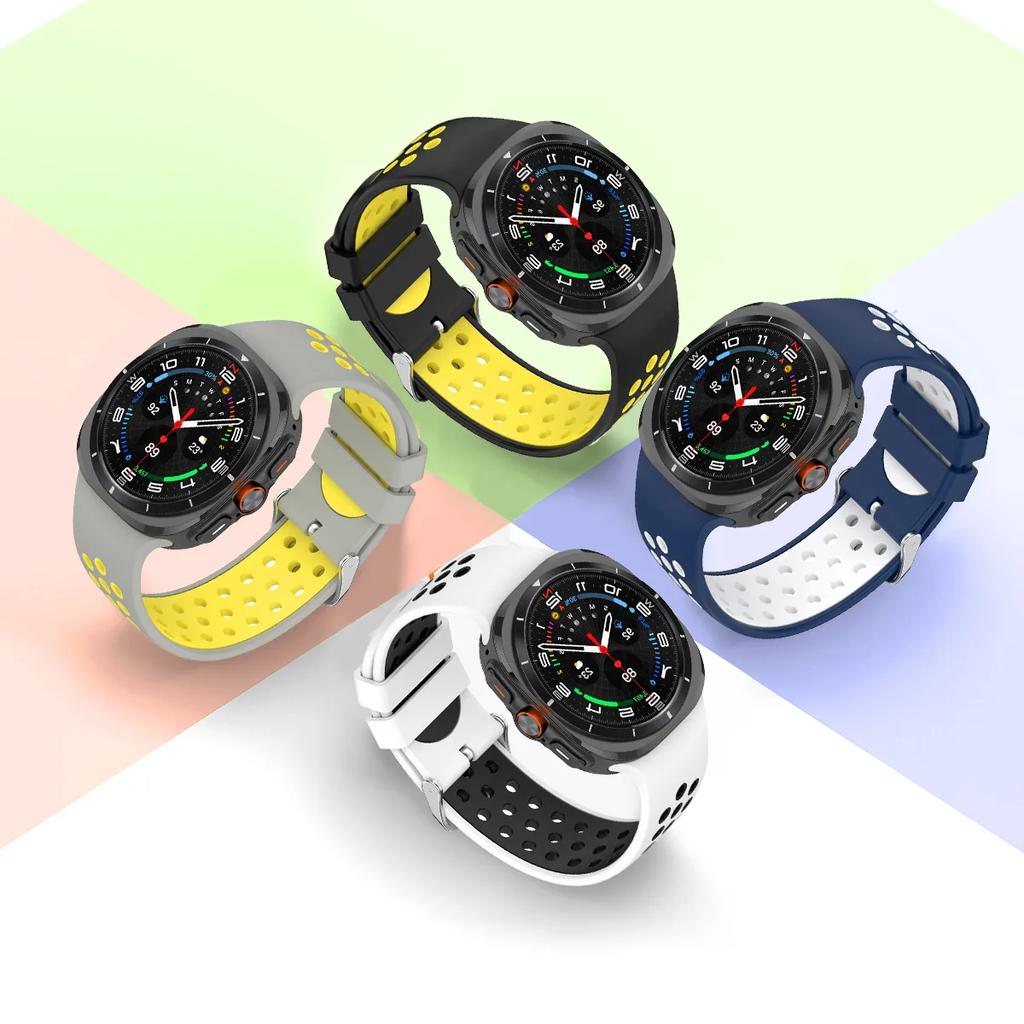 Dwukolorowy silikonowy pasek sportowy do Samsung Galaxy Watch Ultra 47mm Regulowany wymienny miękki pasek do Galaxy Watch 7 Ultra