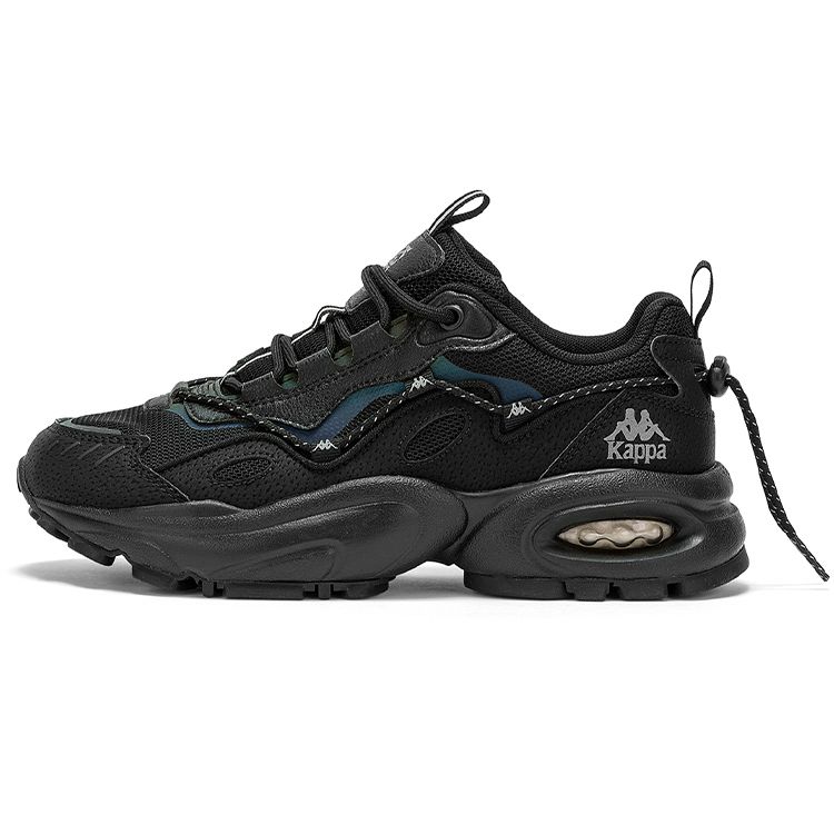 Kappa Fabric Synthetic Leather Retro Casual Shock Absorbing Non-Slip Wear-Resistant Low-Top Dad Shoes Unisex Sneakers Black Silver K0CY5MC53-990