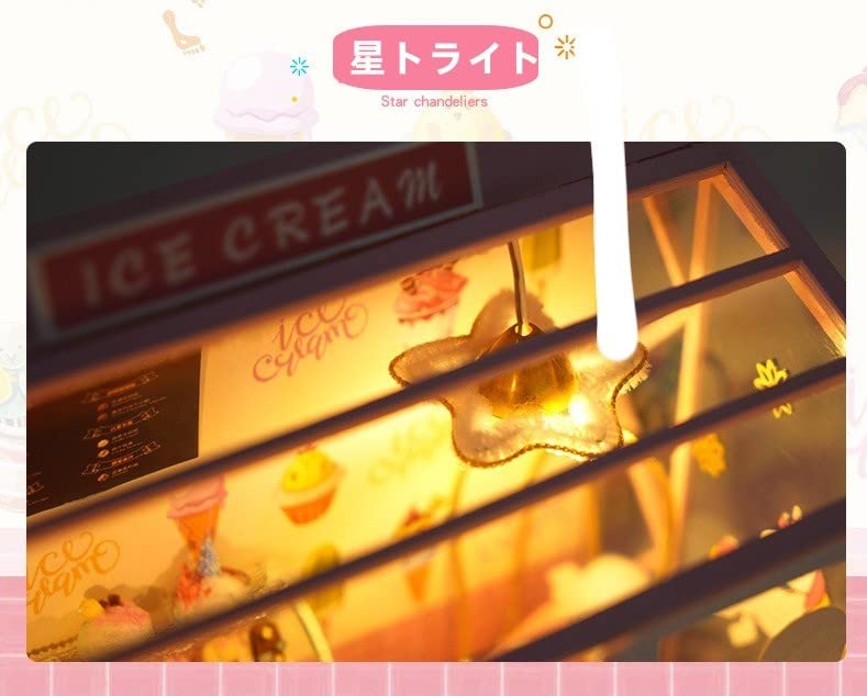 Miniature Dollhouse DIY Kit Set with LED Lights (Ice Cream Shop)