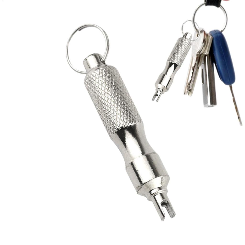 Tire Stem Removal Tool Valve Stem Remover Valve Core Tool Stainless Steel Keychain Valve Removal Tool Tire Valve Tool Core