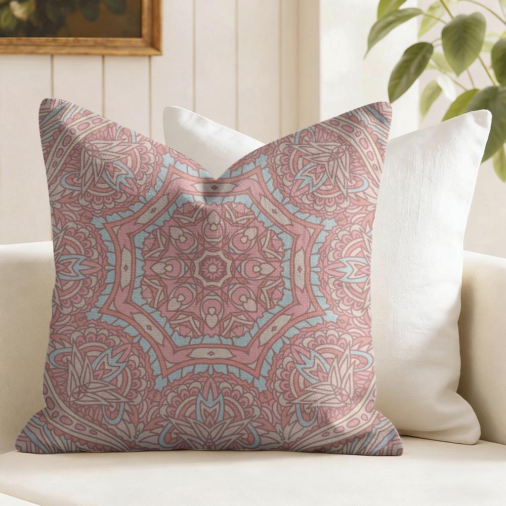 Mandala Böhmisch Ethnisch Kissenbezug Natürliche Leinen Doppelseitiger Druck Dekokissenbezug für Sofa Couch Heimdeko