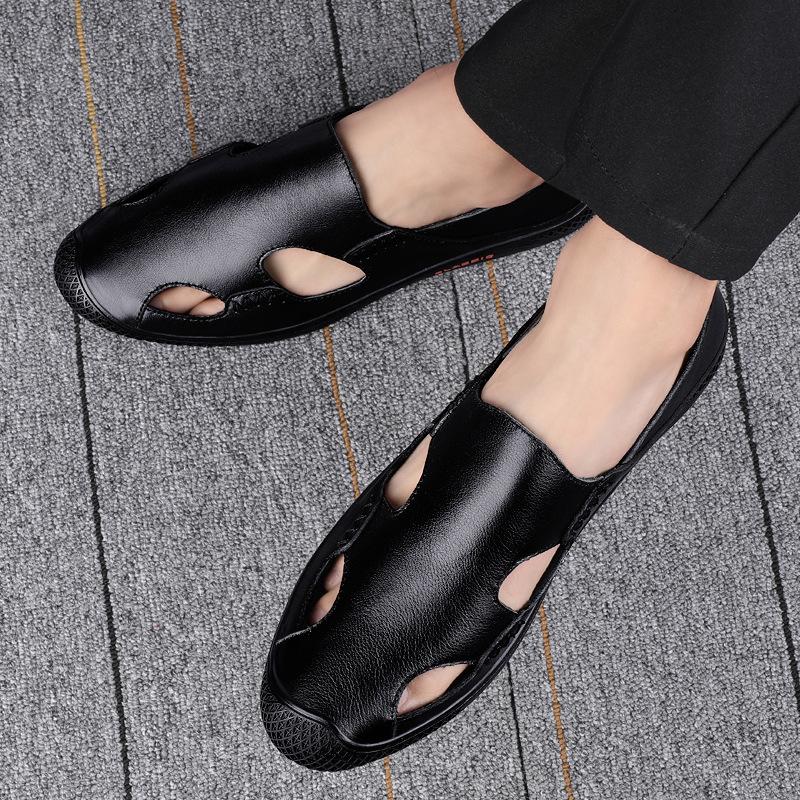 Men's Shoes 2025 Summer New Men's Comfortable Soft-soled Lazy Casual Shoes Breathable Deodorant Hollow Leather Shoes