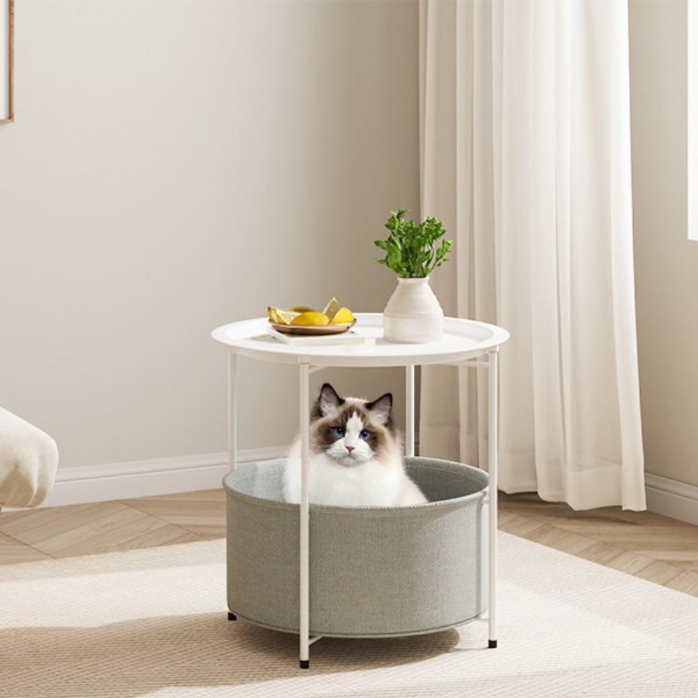 Runder kleiner Beistelltisch, abnehmbarer Couchtisch, Balkon-Kleintisch, Schlafzimmer, einfacher Beistelltisch für Wohnzimmer, faltbarer Nachttisch