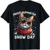 Proud Supporter of Snow Days Teacher Winter Festive Cat Cotton Men T Shirt