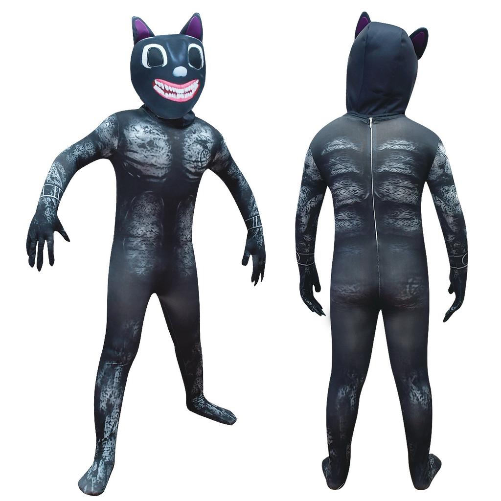 Fantasia Halloween Costume For Kid Anime Black Cat Cosplay Boy Girl Bodysuit Jumpsuit Cartoon Disfrace Carnival Party Clothing
