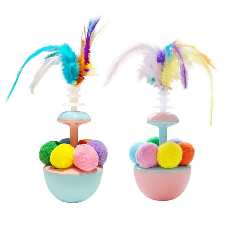 Wobble Cats Spielzeug mit buntem Federball Teaser Spielzeug Ungiftig Indoor Bewegung Spaß Für Kätzchen Besitzer Freund Geschenk