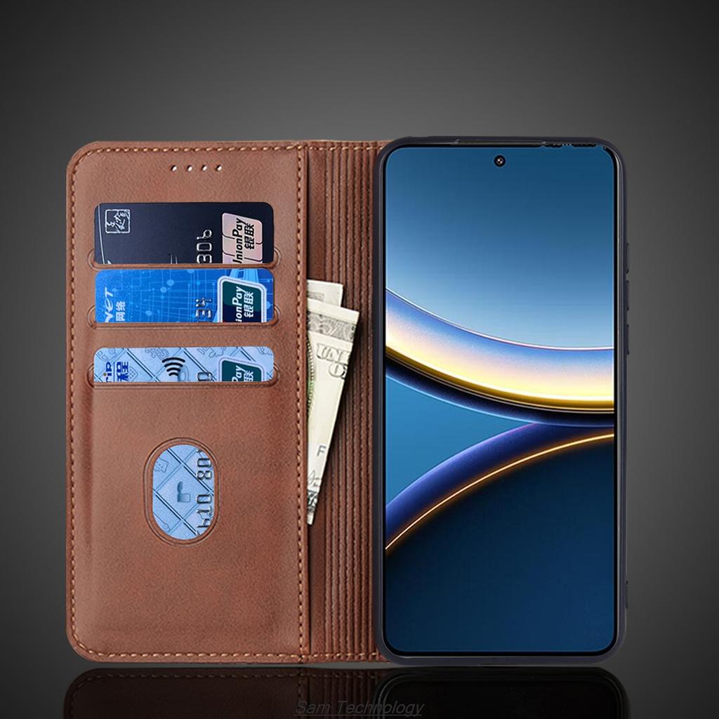 Magnetische Anziehungskraft Ledertasche für Xiaomi POCOPHONE POCO F7 Pro F7Pro Holster Flip-Cover-Hülle Brieftasche Taschen Capa Fundas Coque