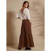 Jupe Maxi d'Été pour Femme à Volants sur l'Ourlet en PolyMélange | Jupes Longues Taille Haute | Jupe Unie Fluide Coupe A pour Toutes les Occasions | Style Bohème Élégant