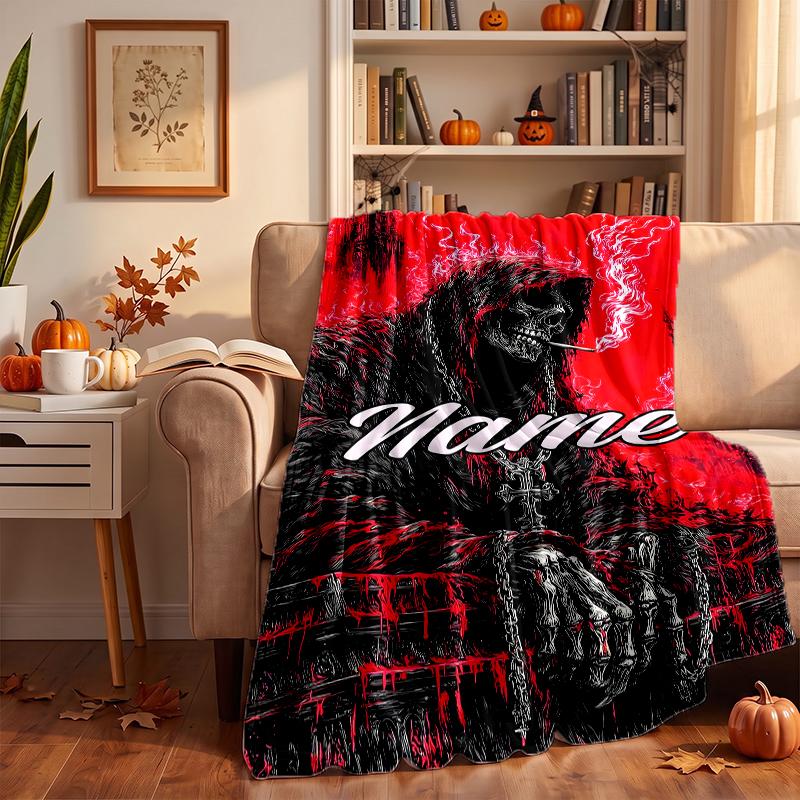 Dark Gothic Custom Flannel Blankets Soft Warm Cozy Throws for Home Decor Holiday Gifts