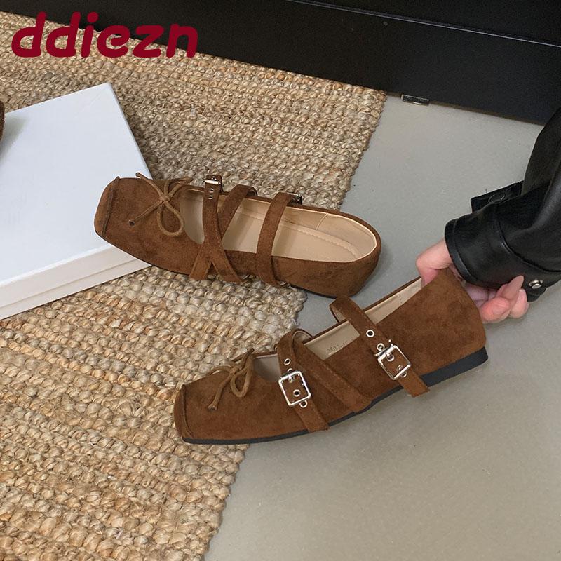 Fashion Fashion Buckle Strap Ladies Mary Janes Flats Shoes Butterfly-Knot Footwear Soft Female Shallow Women Flats With Shoes
