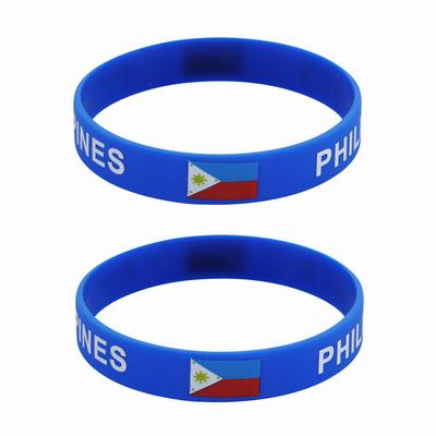 2pcs Philippines Flag Silicone Bracelets Sport Wristbands National Flags Wrist Strap for Men Women Motivational Rubber Band Fashion Accessories Gifts