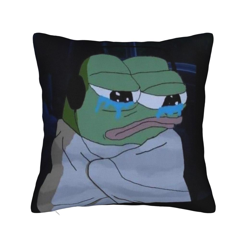 Sad Pepe frog funny meme Printed Pillowcase Cushion Cover  Throw Pillow Cover Warm Sofa Decoration Square Multi Size