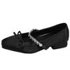 White retro French flat bottom square head shallow mouth single shoes women's summer 2025 new models with skirt inner height increase Mary Jane shoes