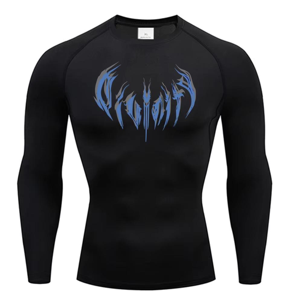 Trendy Y2K Print Compression Shirt Men's Running T-Shirt Gym Sports Quick-Drying Shirt Outdoor Cycling Jogging Training Top 848
