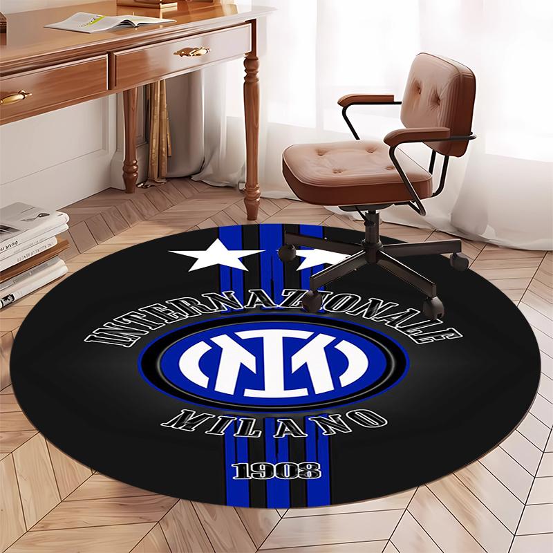 Tappeto Rotondo Stampato Inter Milan Tappeto per Sedia Tappeto per Area Tappeto per Ingresso Zerbini, per Sedia da Ufficio Soggiorno Camera da Letto Cucina.