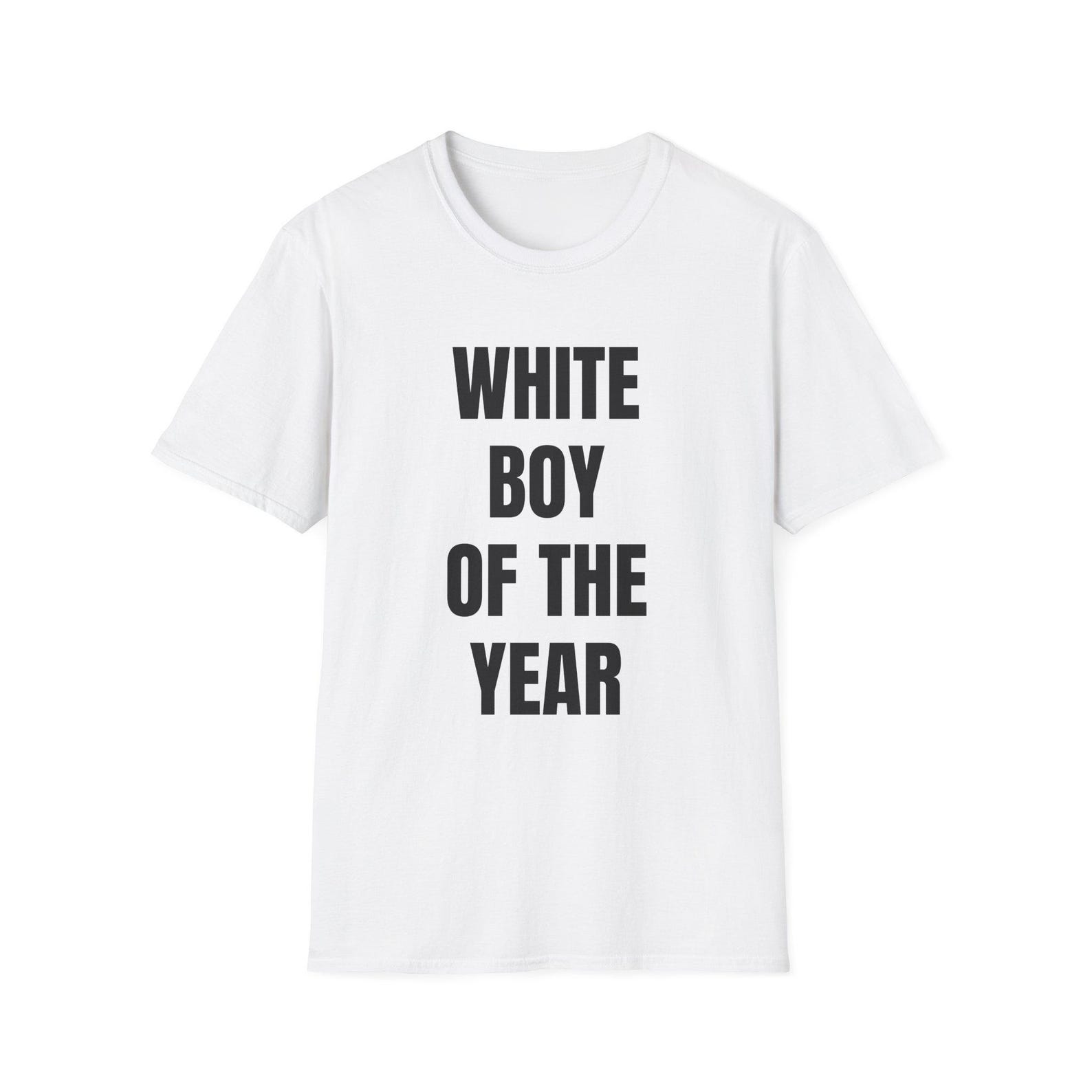 White Boy of the Year T-Shirt | TikTok Viral Text Graphic Tee 3XL