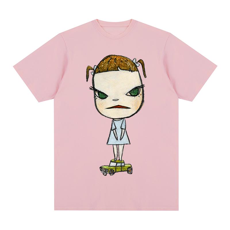 Yoshitomo Nara GIRL ON GREEN CAR Vintage Tshirt Funny Cute Cartoon Anime Cotton Unisex T shirt New TEE TSHIRT Womens tops