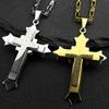 Simple Hip Hop Cross Pendant Necklace for Women Men Stainless Steel Gold Color Christian Punk Chain Amulet Jewelry Gift