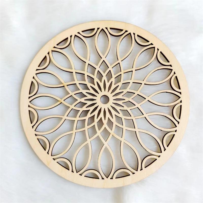 5pcs/lot 15cm Tree of Life Chakra Flower of Life Natural Symbol Wood Carved Coaster Home Kitchen Decor Creative Pattern Coaster