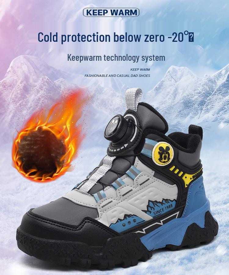 Bobodou 2025 Winter Kids' Cotton Shoes - Warm Velvet Sneakers for Girls & Boys