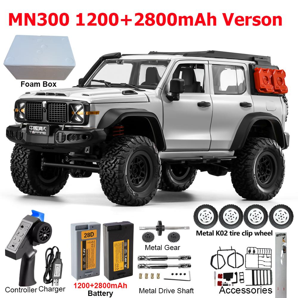 MN300 1/12 RC Car 2.4G Remote Control Car Off-road Climbing 4WD RC Crawler LED Light Truck 60mins Working RC Toy As Hobby Gift