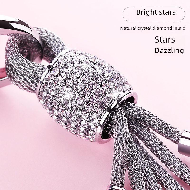 High-end Dames Auto Sleutelhanger Diamant Ingelegd Kristal Hoefijzer Sleutelring Luxe Strass Sleutelhanghanger Touw voor Auto Sleutel Decoratie Accessoires