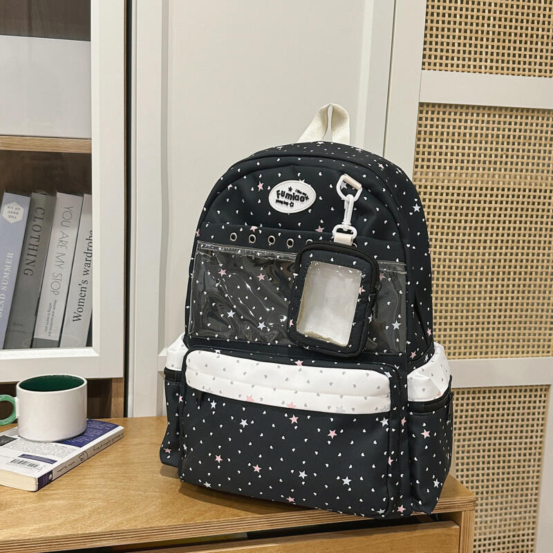 Junior High School Students Lightweight Backpack Star Printed Large Capacity Schoolbag