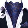 Mens Ascot Silk Cravat Blue Paisley Tie Handkerchief Cufflinks Set Formal Party