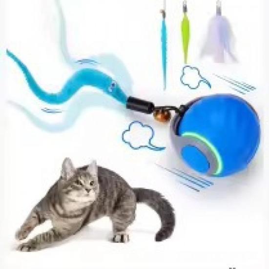 

Yousheng Interactive Cat Toy Ball - Automatic Interactive Cat Toys for Indoor Cats with 3 Tails, 2 Speeds Rechargeable Cat Enrichment Toys for Small