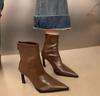 Fashion 2025 Spring Pointed Toe Women Modern Ankle Boots Fashion Soft Leather Short Booties Concise Stiletto High Heels Shoe Botas Mujer