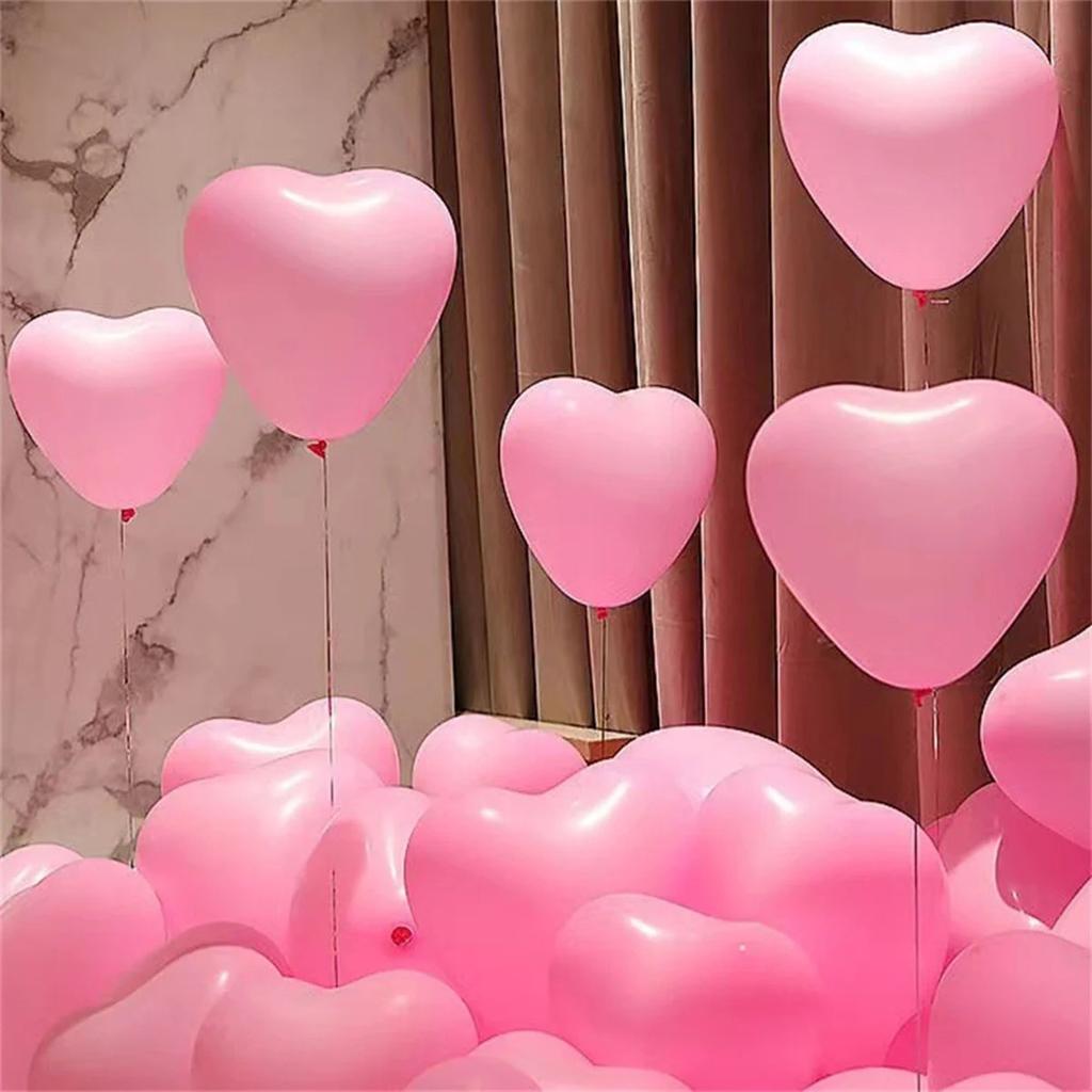 20Pcs Heart Shaped Balloons Red Pink Black Latex Balloon for DIY Valentine's Day Engagement Wedding Party Anniversary Decoration