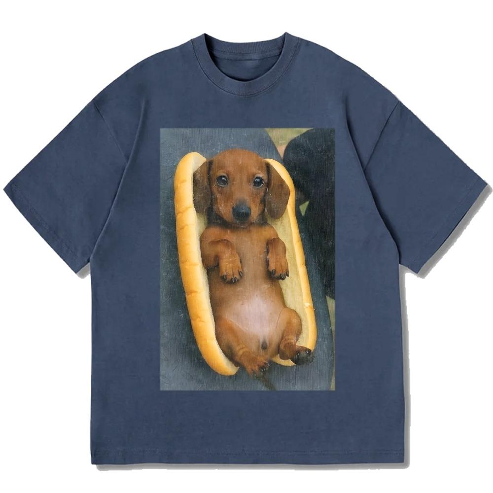 Fashion Real HOT DOG Printed Cotton Casual T-shirt Summer Oversized Unisex Funny Short Sleeve Tees Vintage O-neck Tunics